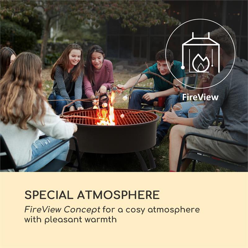 Blumfeldt Oreos, 2 v 1 nádoba na oheň a gril, Ø 75 cm ochrana pred iskrami, Ø 68 cm gril, oceľ, čierna – Obrázok 3