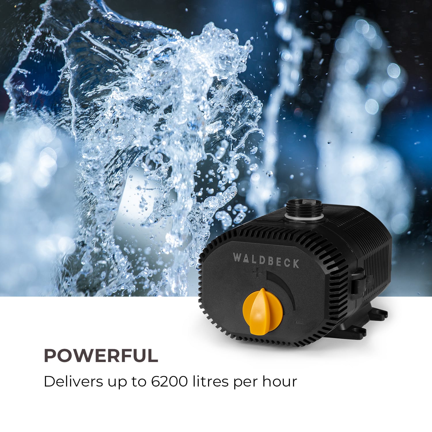 Waldbeck Nemesis T60, jazierkové čerpadlo, výkon 60 W, hĺbka čerpania 3,3 m, prietok 4700 l/h – Obrázok 3