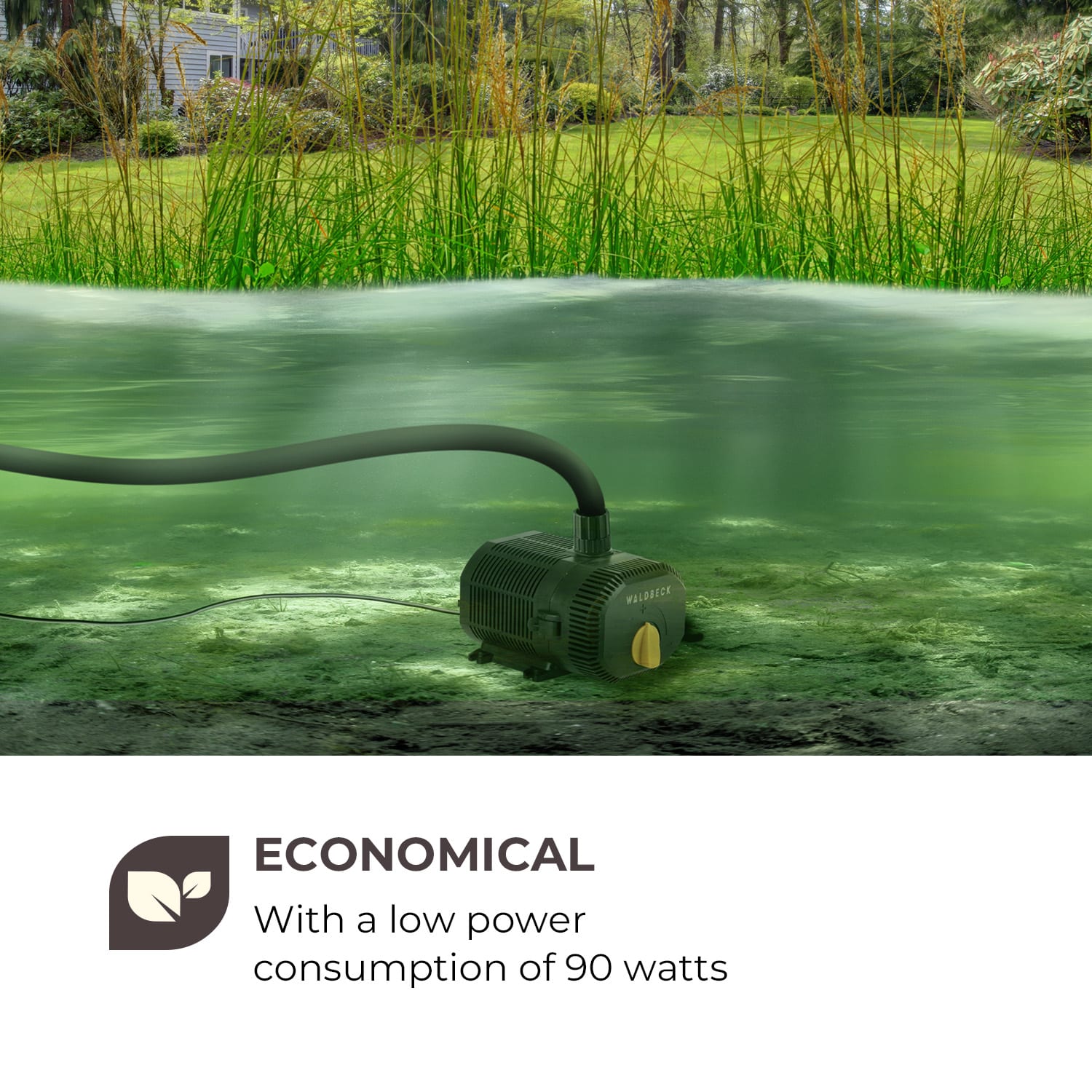 Waldbeck Nemesis T60, jazierkové čerpadlo, výkon 60 W, hĺbka čerpania 3,3 m, prietok 4700 l/h – Obrázok 4