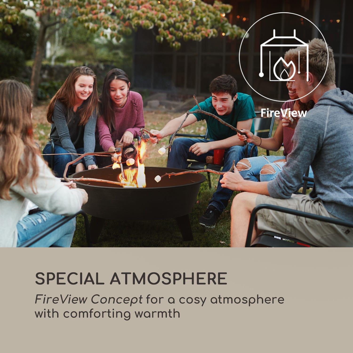 Blumfeldt Nolana, ohnisko a gril 2 v 1, Ø 73 cm ochrana pred iskrami, Ø 64 cm gril, oceľ, čierna – Obrázok 3