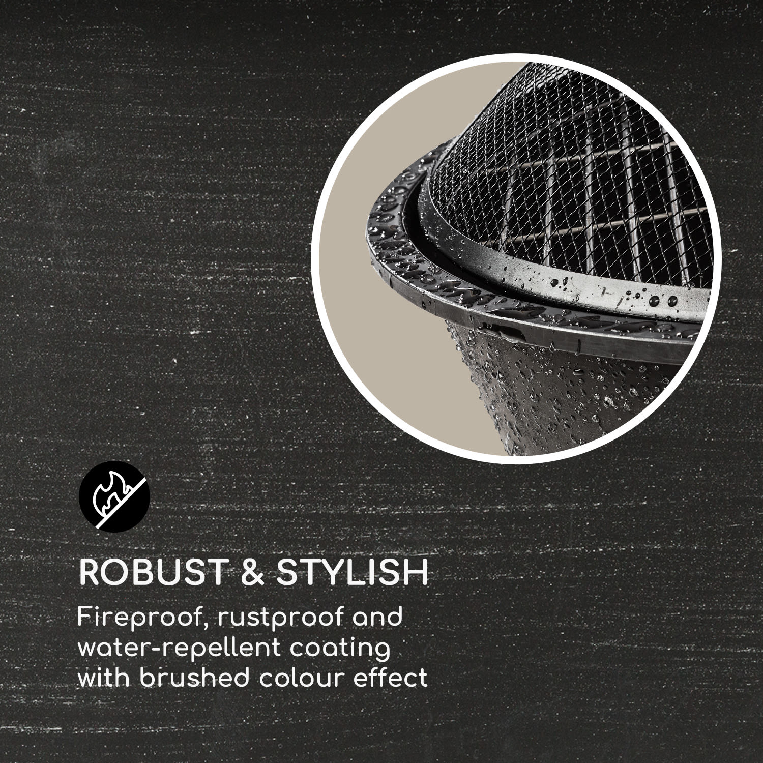 Blumfeldt Nolana, ohnisko a gril 2 v 1, Ø 73 cm ochrana pred iskrami, Ø 64 cm gril, oceľ, čierna – Obrázok 5