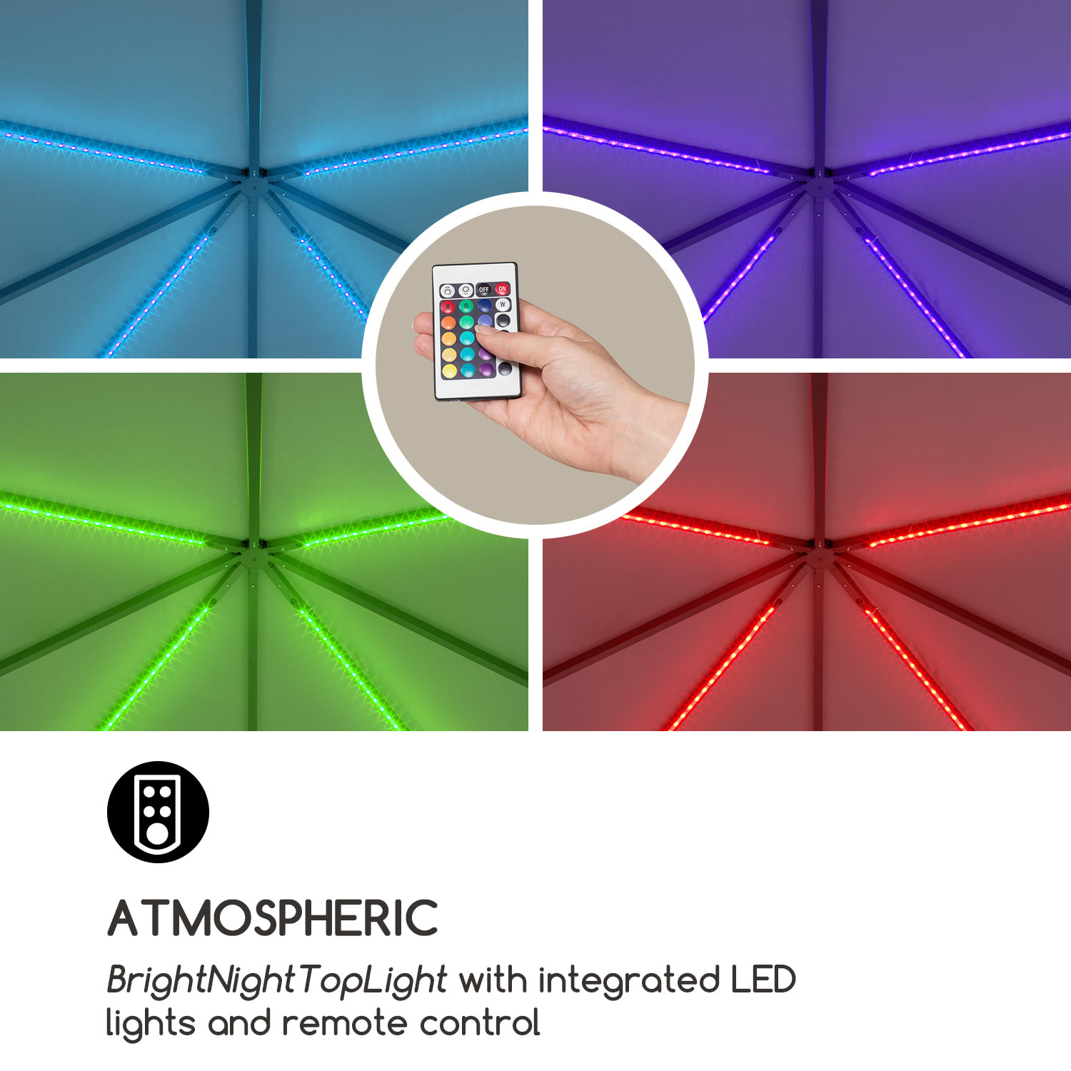 Blumfeldt Pantheon Illumina, altánok so strechou, polykarbonát, hliník, čierny – Obrázok 2