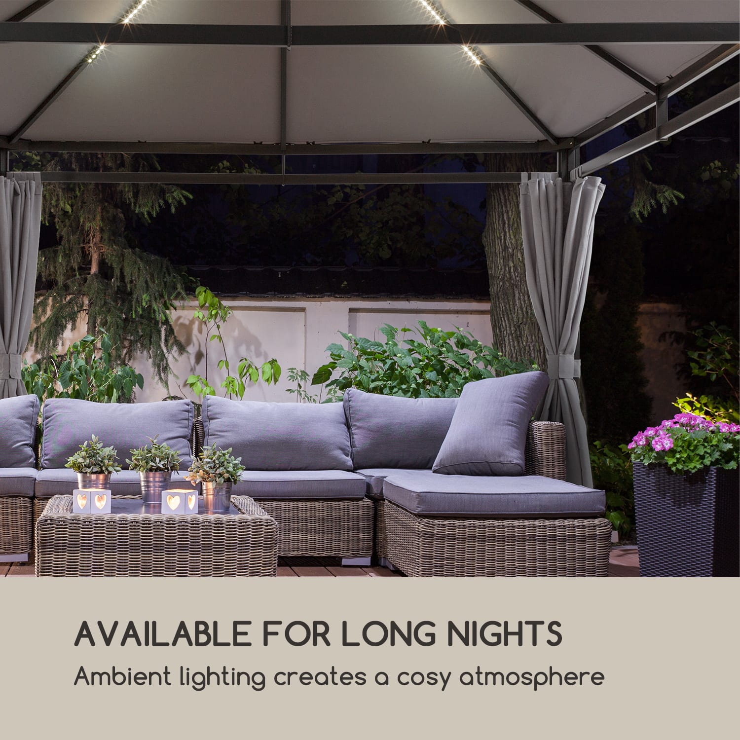 Blumfeldt Pantheon Illumina, altánok so strechou, polykarbonát, hliník, čierny – Obrázok 5