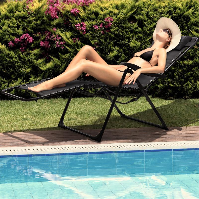 Blumfeldt California Dreaming, záhradné lehátko, čalúnenie, oceľový rám, čierne – Obrázok 3