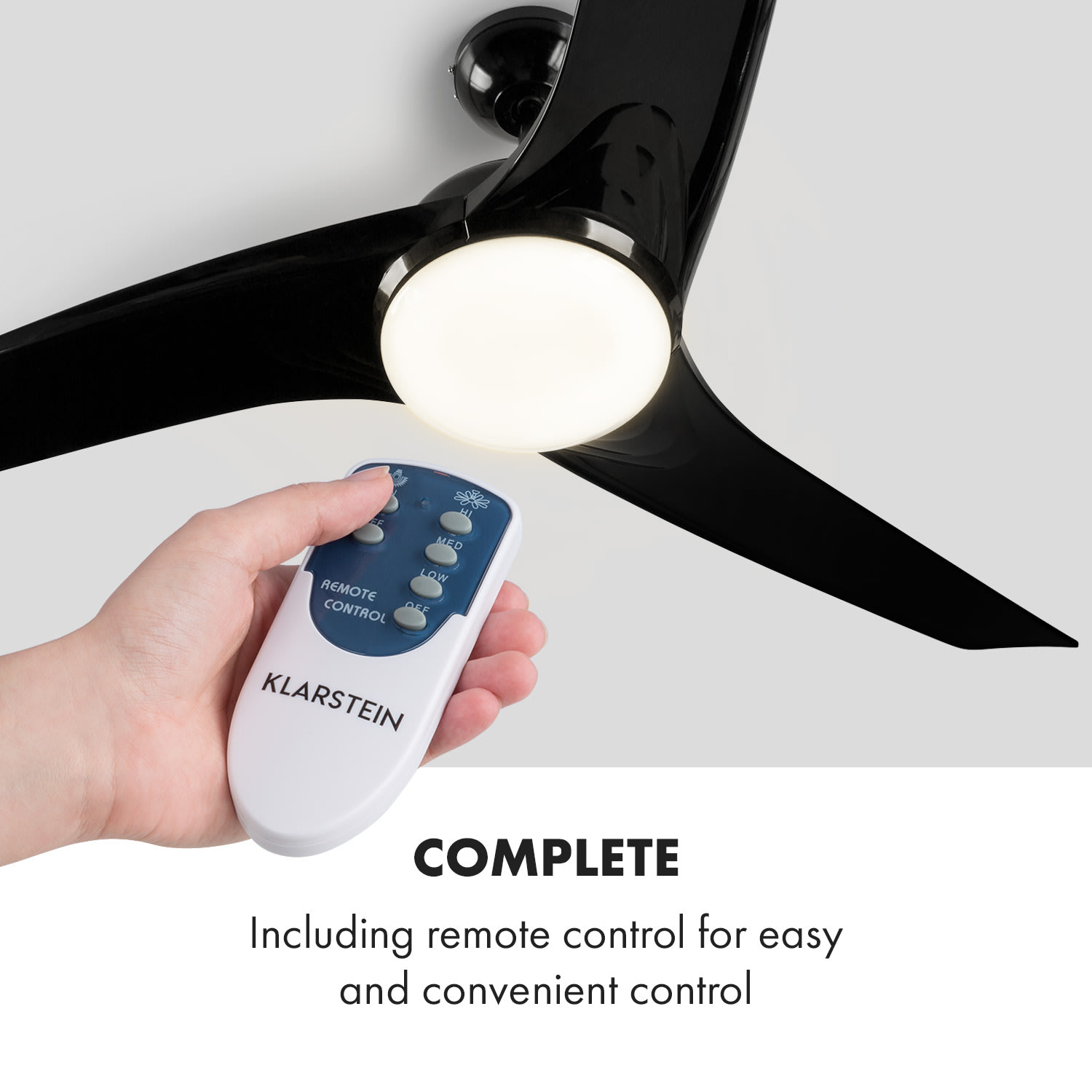 Klarstein Figo, stropný ventilátor, 52" (132 cm) Ø, výkon: 55 W, čierny – Obrázok 3