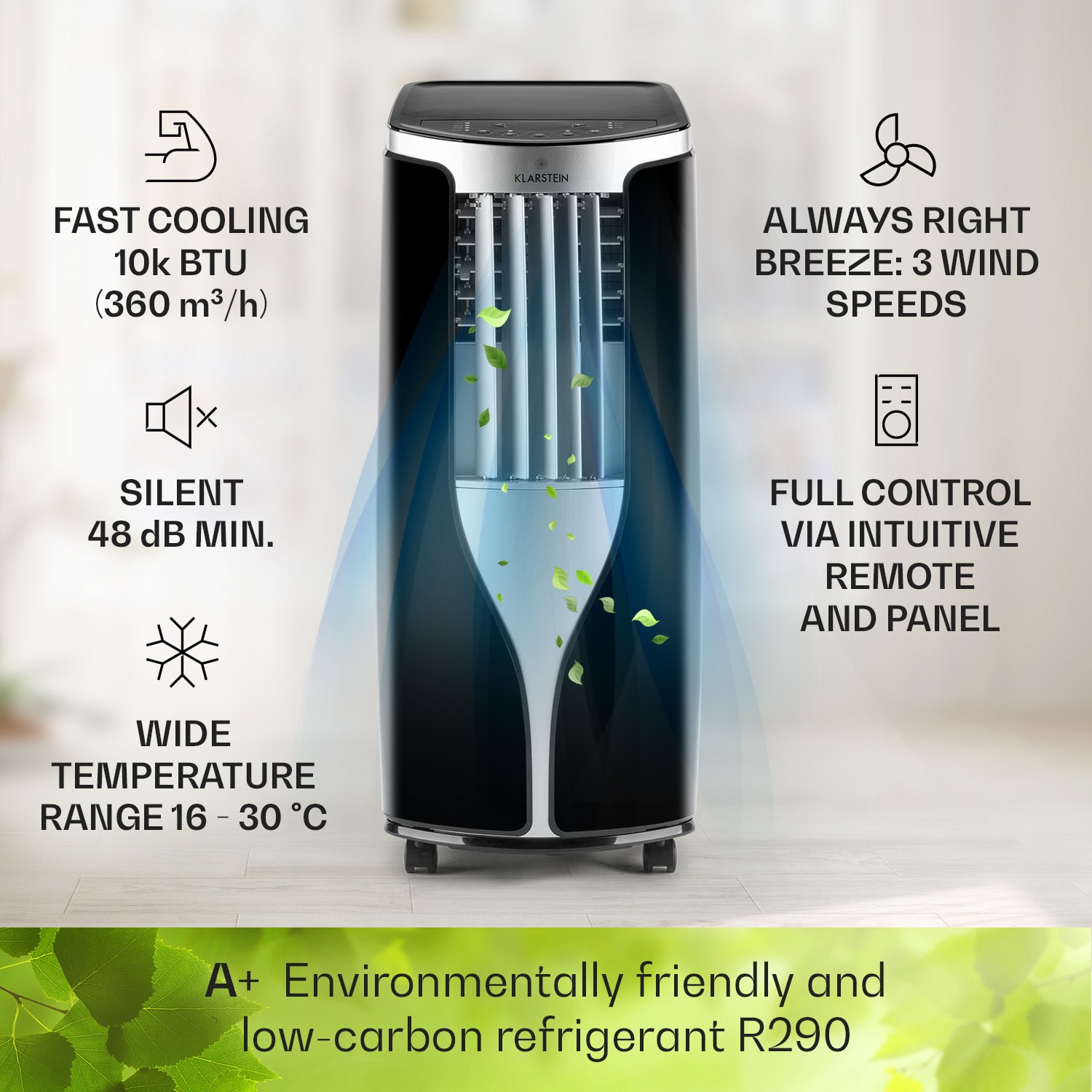 Klarstein New Breeze ECO, mobilná klimatizácia, 935 W, 10 000 BTU/2.9 kW, A+ – Obrázok 3