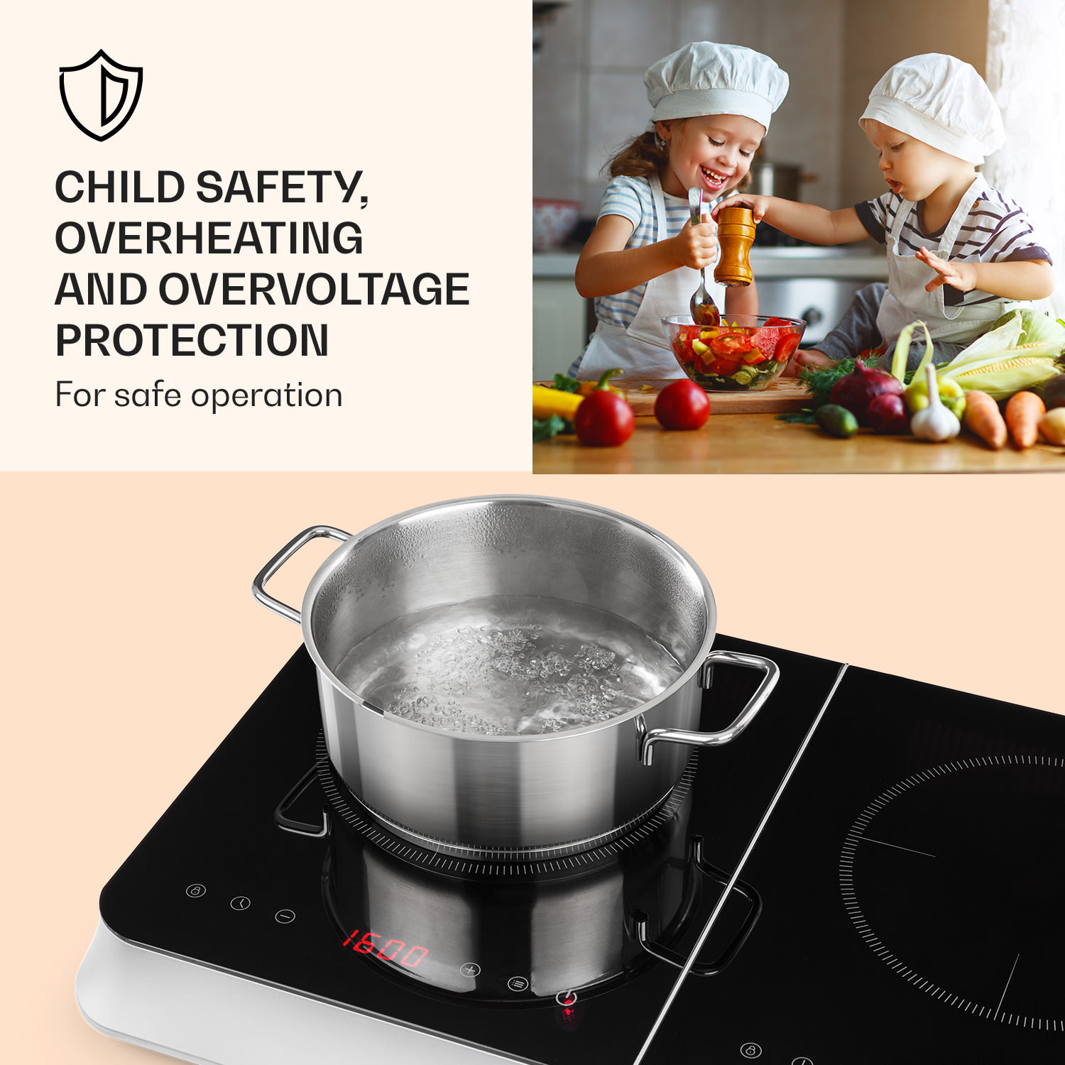 Klarstein InnoChef, indukčná varná doska, 3400 W, dotykové ovládanie, sklokeramika – Obrázok 5