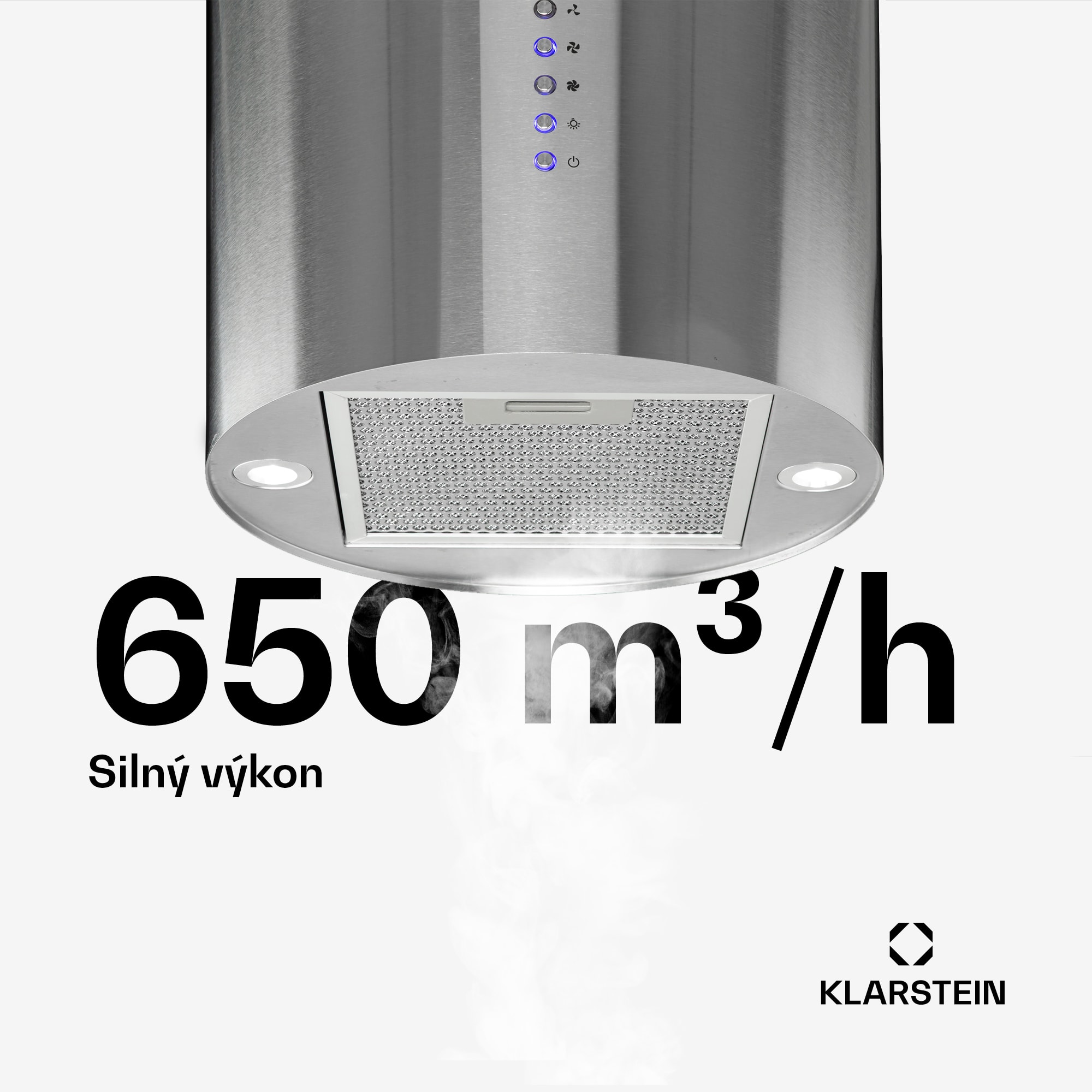 Klarstein Beretta, digestor, 35 cm, ostrovčekový, 650m³/h, LED, nehrdzavejúca oceľ – Obrázok 4