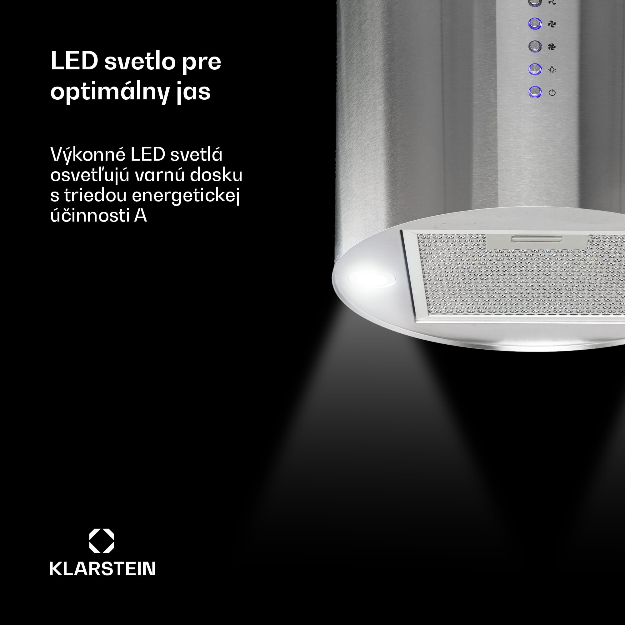 Klarstein Beretta, digestor, 35 cm, ostrovčekový, 650m³/h, LED, nehrdzavejúca oceľ – Obrázok 5