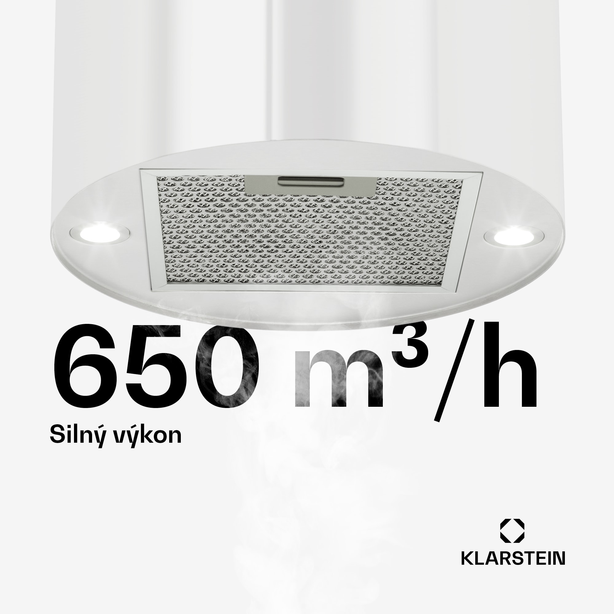 Klarstein Beretta, digestor, 35 cm, ostrovčekový, 650m³/h, LED, biely – Obrázok 4