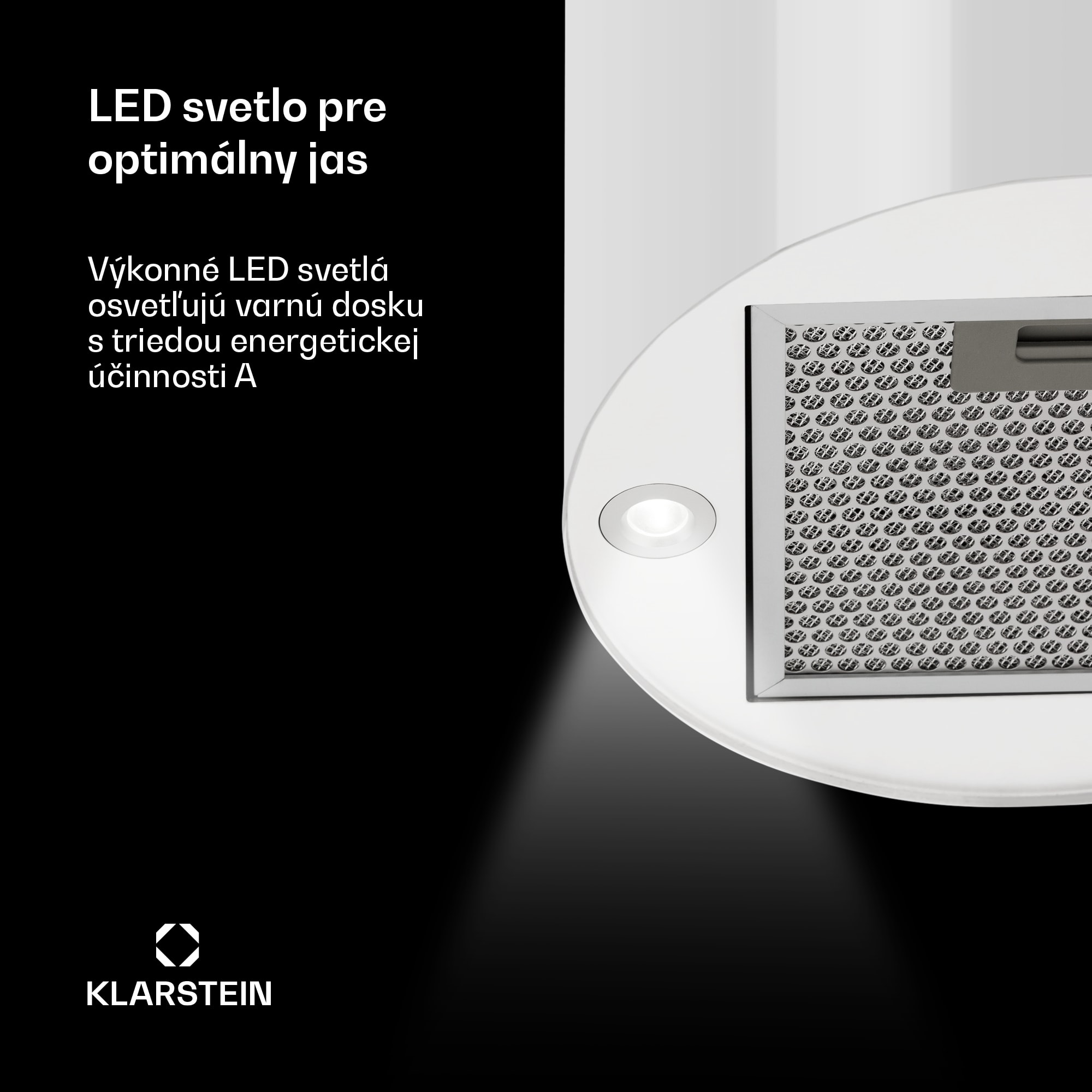 Klarstein Beretta, digestor, 35 cm, ostrovčekový, 650m³/h, LED, biely – Obrázok 5