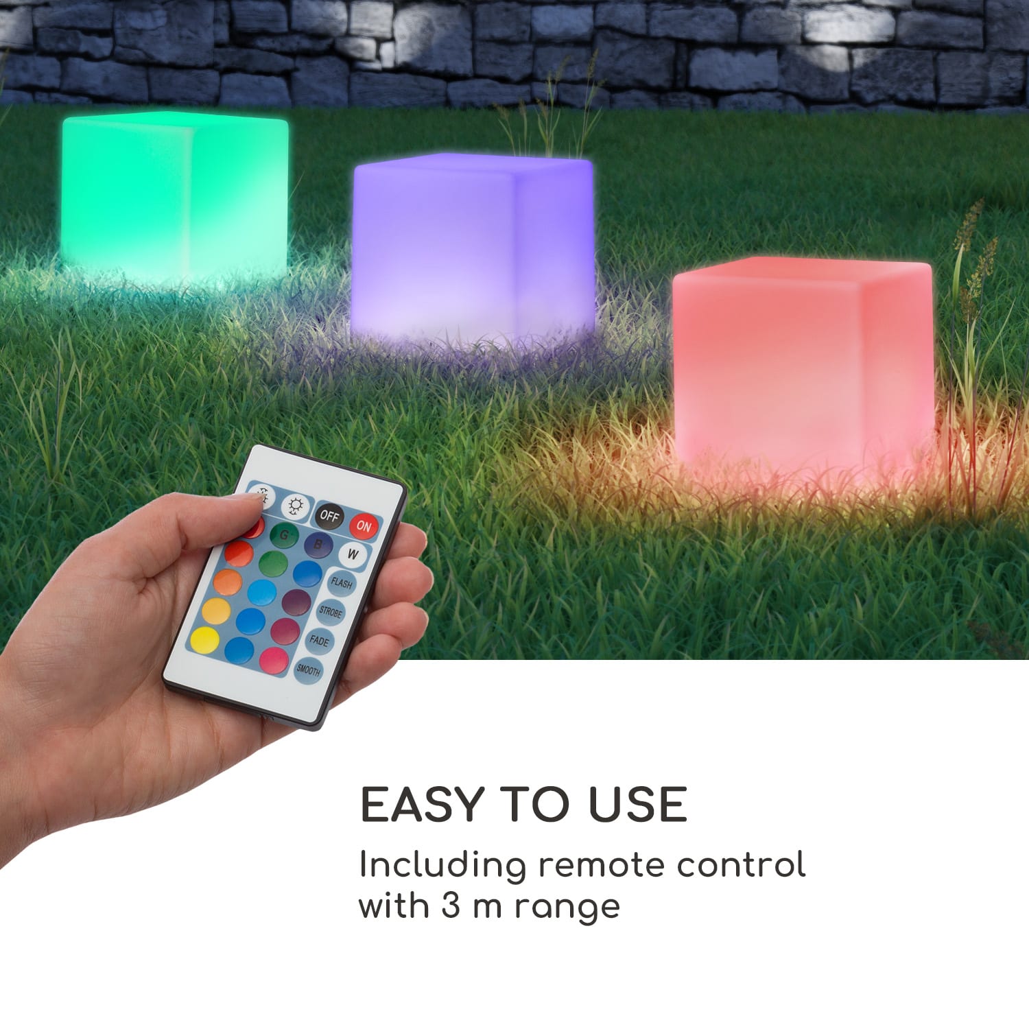 Blumfeldt Shinecube XL, svietiaca kocka, 40 x 40 x 40 cm, 16 LED farieb, 4 svetelné režimy, biela – Obrázok 4