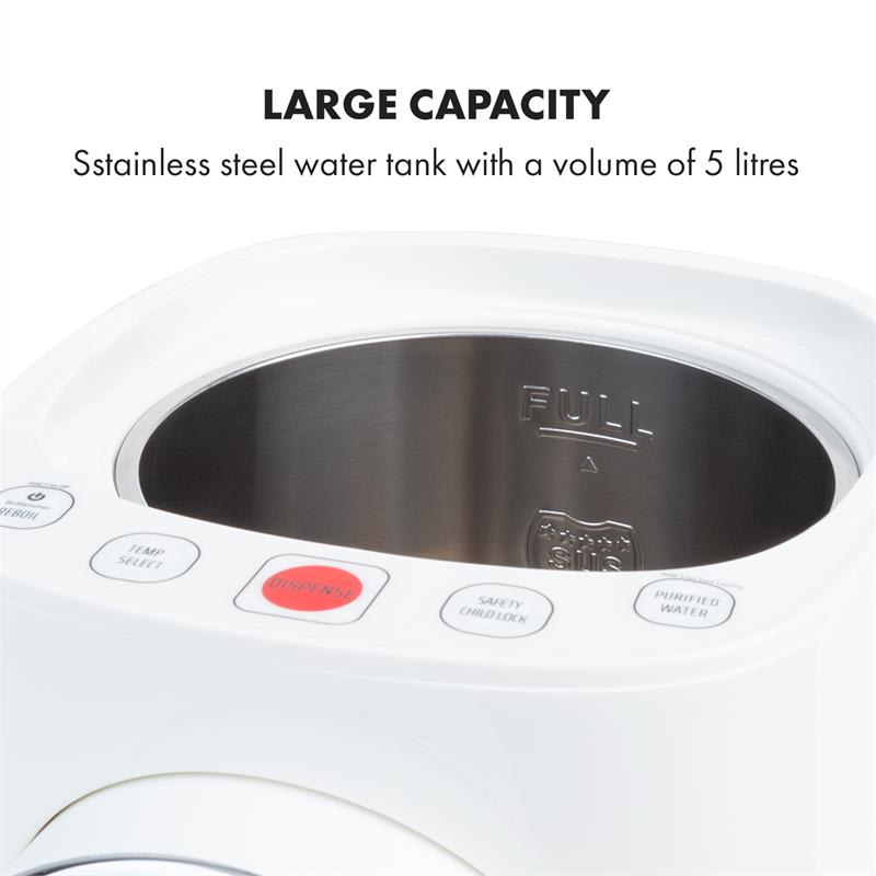 Klarstein Hot Springs, dávkovač horúcej vody, 5 l, 49-95 °C, nádrž na vodu z nehrdzavejúcej ocele – Obrázok 5