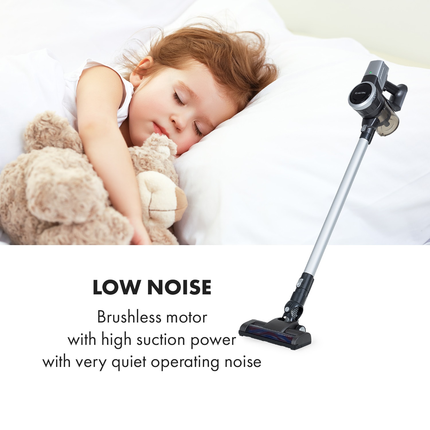 Klarstein Clean Butler 4G Silent, akumulátorový vysávač, 16 kPa, 0,8 l, HEPA10, čierny – Obrázok 3