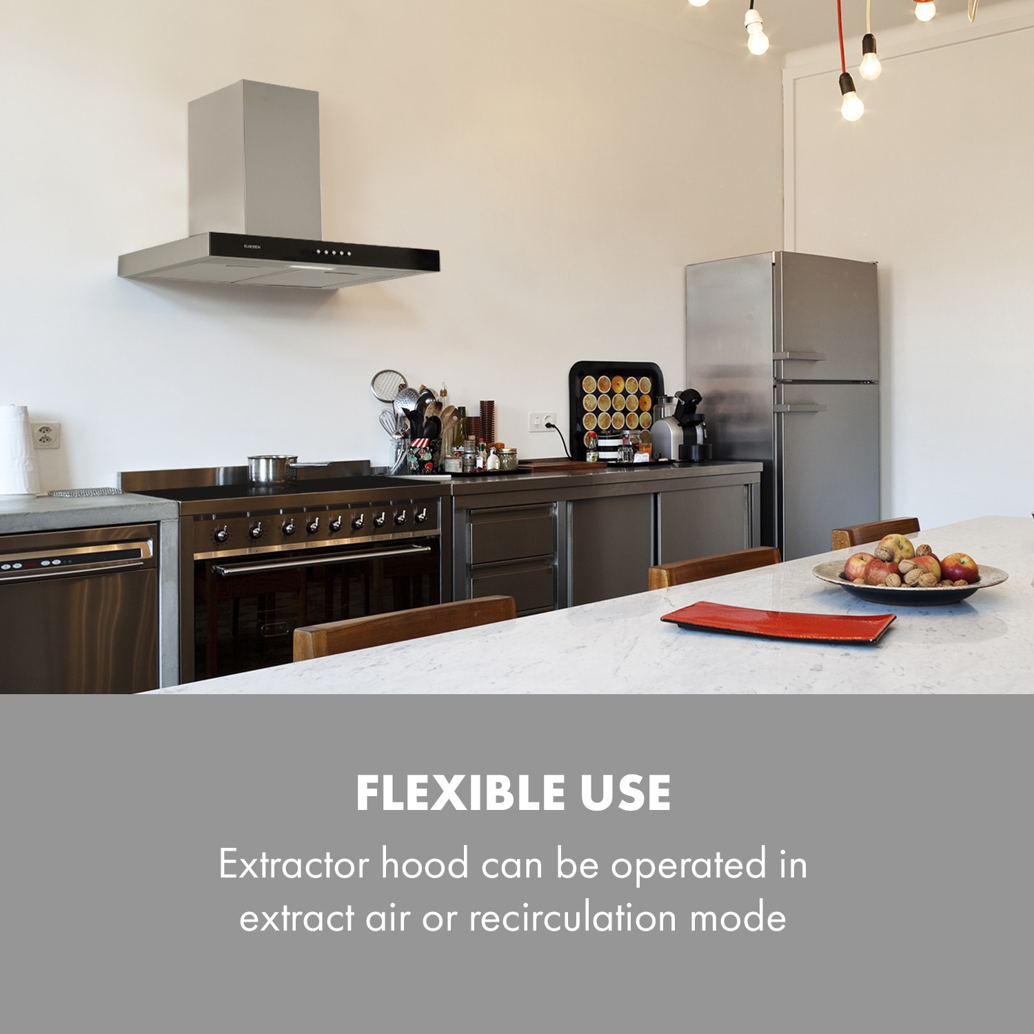 Klarstein Darya, digestor, 60 cm, 310 m³/h, nehrdzavejúca oceľ, strieborný – Obrázok 2