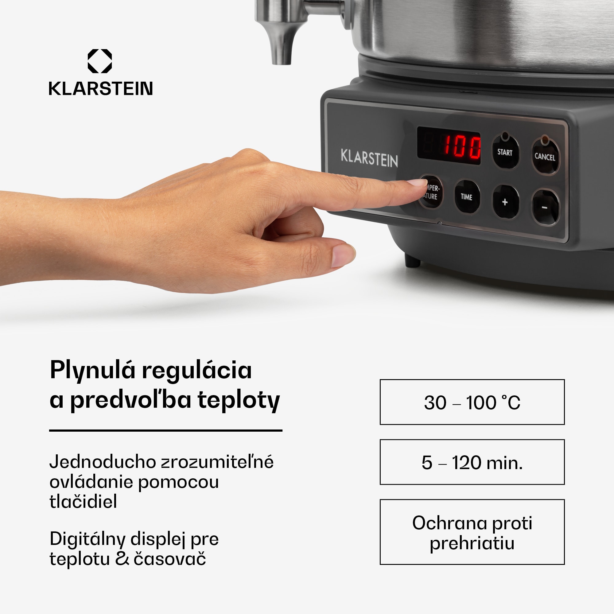 Klarstein Lady Marmalade, zavárací hrniec, dávkovač nápojov, 27 l, 100 °C, 12 h, nehrdzavejúa oceľ – Obrázok 4