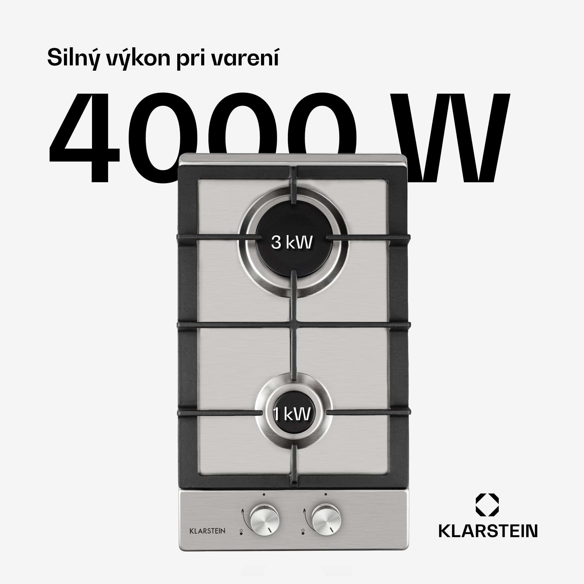 Klarstein Ignito Domino, plynová varná doska, 2 Sabaf horáky, nehrdzavejúca oceľ, strieborná – Obrázok 2