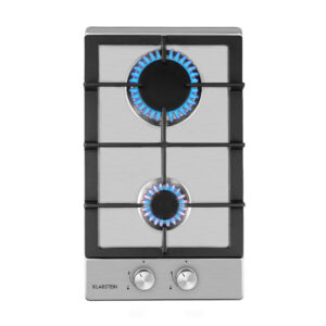 Klarstein Ignito Domino, plynová varná doska, 2 Sabaf horáky, nehrdzavejúca oceľ, strieborná
