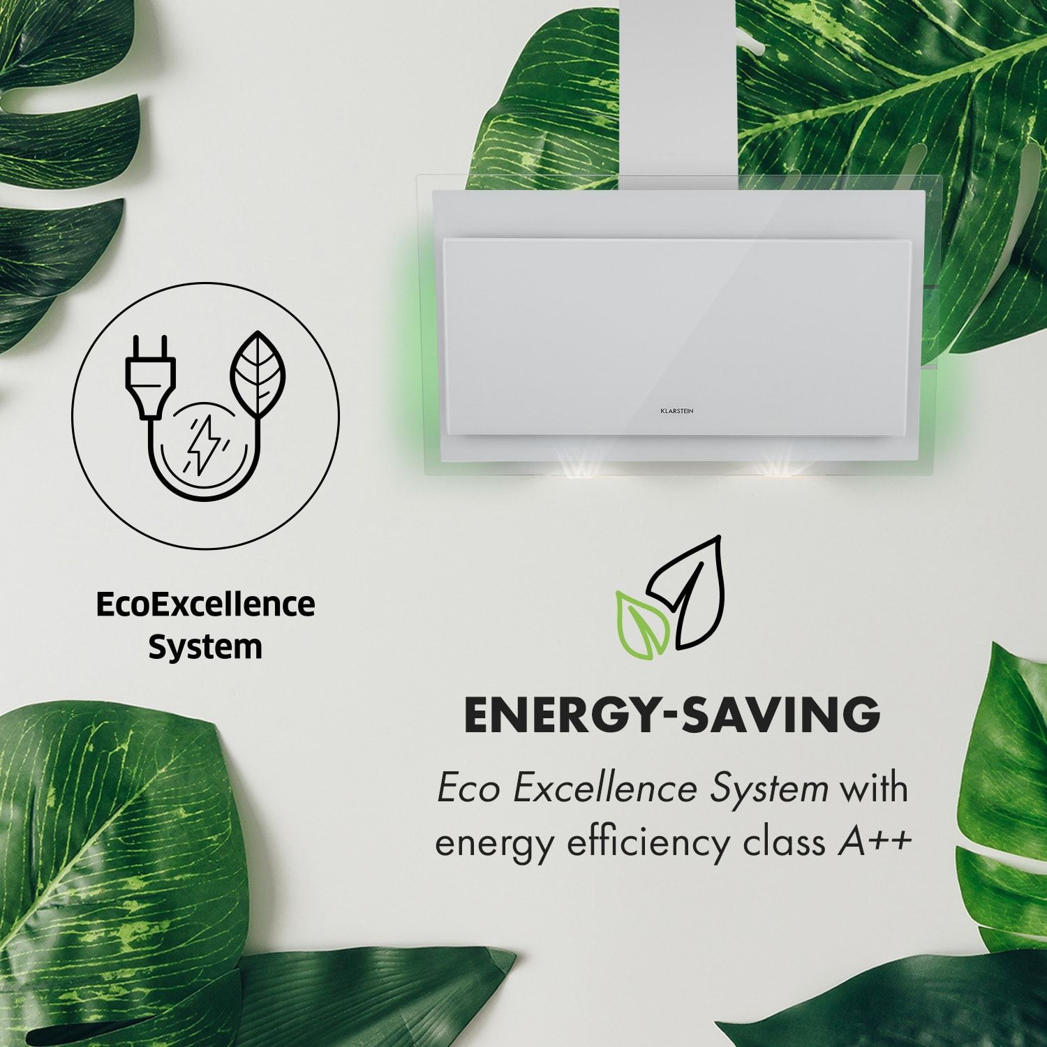 Klarstein Mirage 90, digestor, 90 cm, nástenný, 550 m³/h, A++, dotykový panel, RGB svetlo, biely – Obrázok 4
