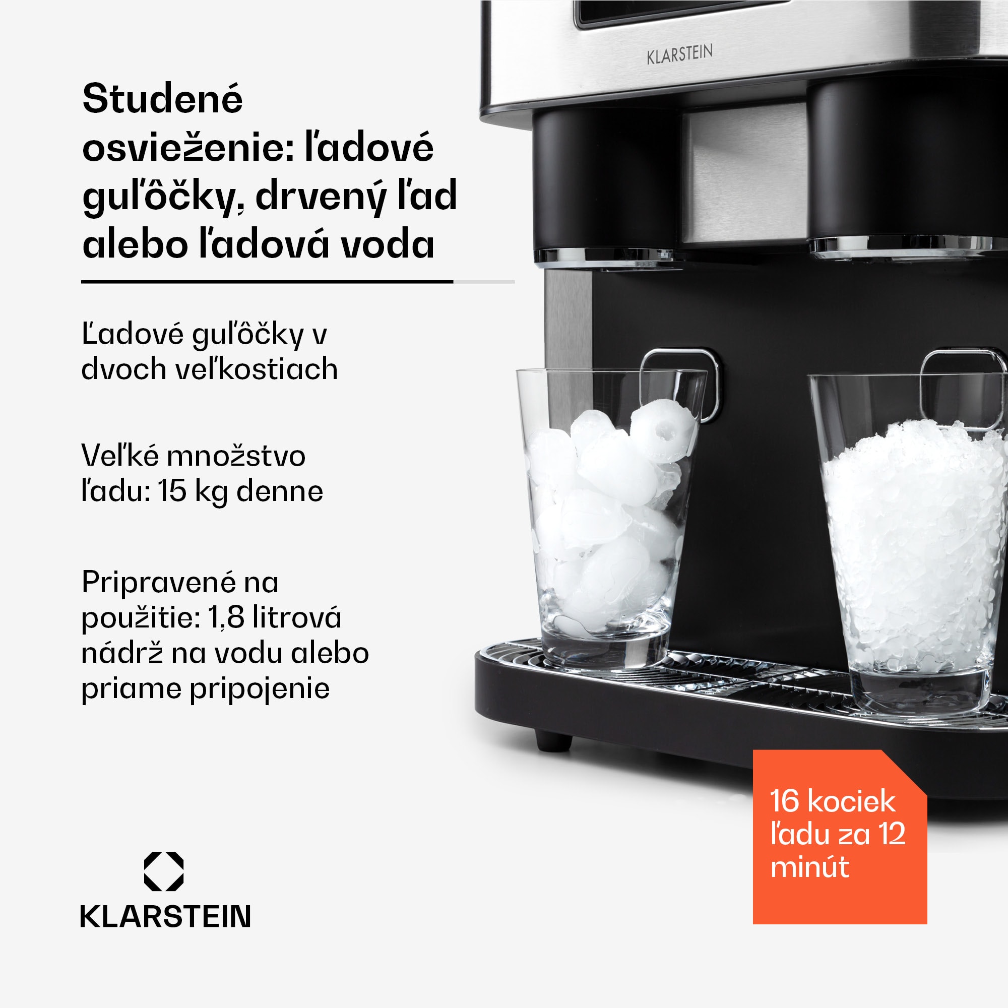 Klarstein Eiszeit Crush, výrobník ľadu, 2 veľkosti, drvený ľad, strieborný – Obrázok 2
