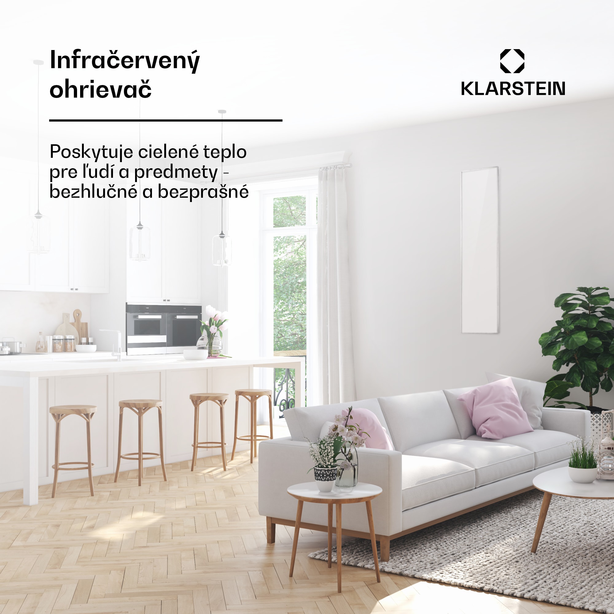 Klarstein Wonderwall Air 36, infračervený ohrievač, 120 x 30 cm, 360 W, nástenná montáž, diaľkový ovládač, biely – Obrázok 3