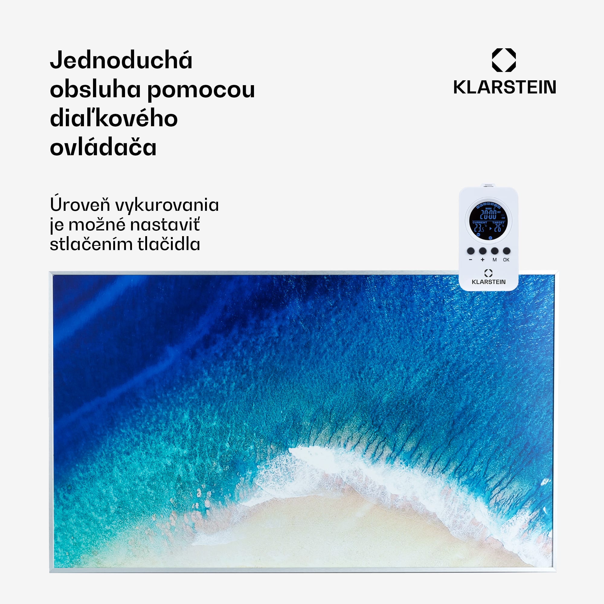 Klarstein Wonderwall Air Art Strand, infračervený ohrievač, 60 x 101 cm, 600 W, nástenná montáž – Obrázok 4