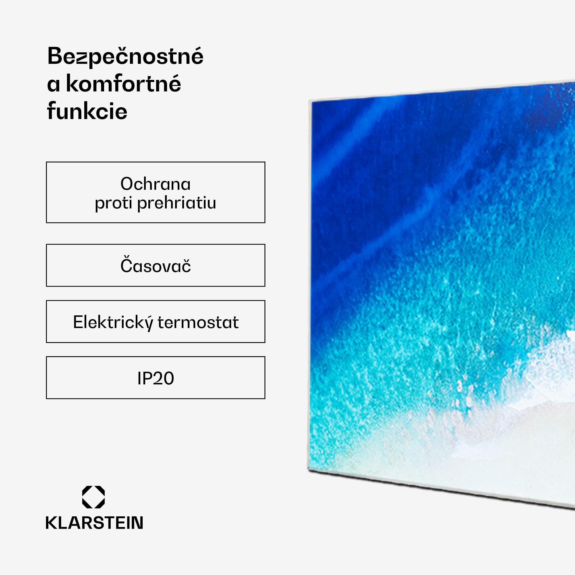 Klarstein Wonderwall Air Art Strand, infračervený ohrievač, 60 x 101 cm, 600 W, nástenná montáž – Obrázok 5