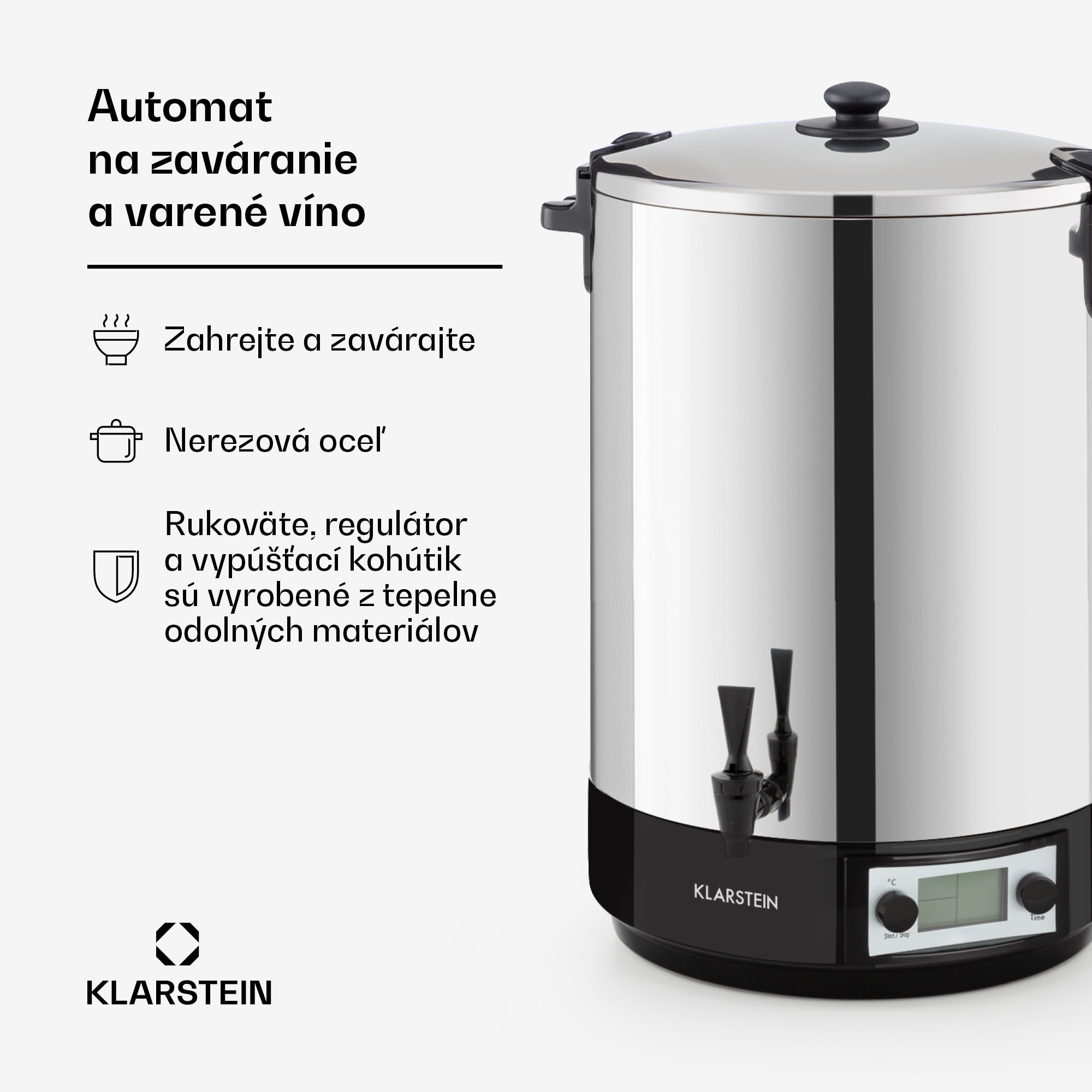Klarstein KonfiStar 40, zavárací hrniec, dávkovač nápojov, 40 l, 2500 W, 100 °C, 180 min, digitálny – Obrázok 3