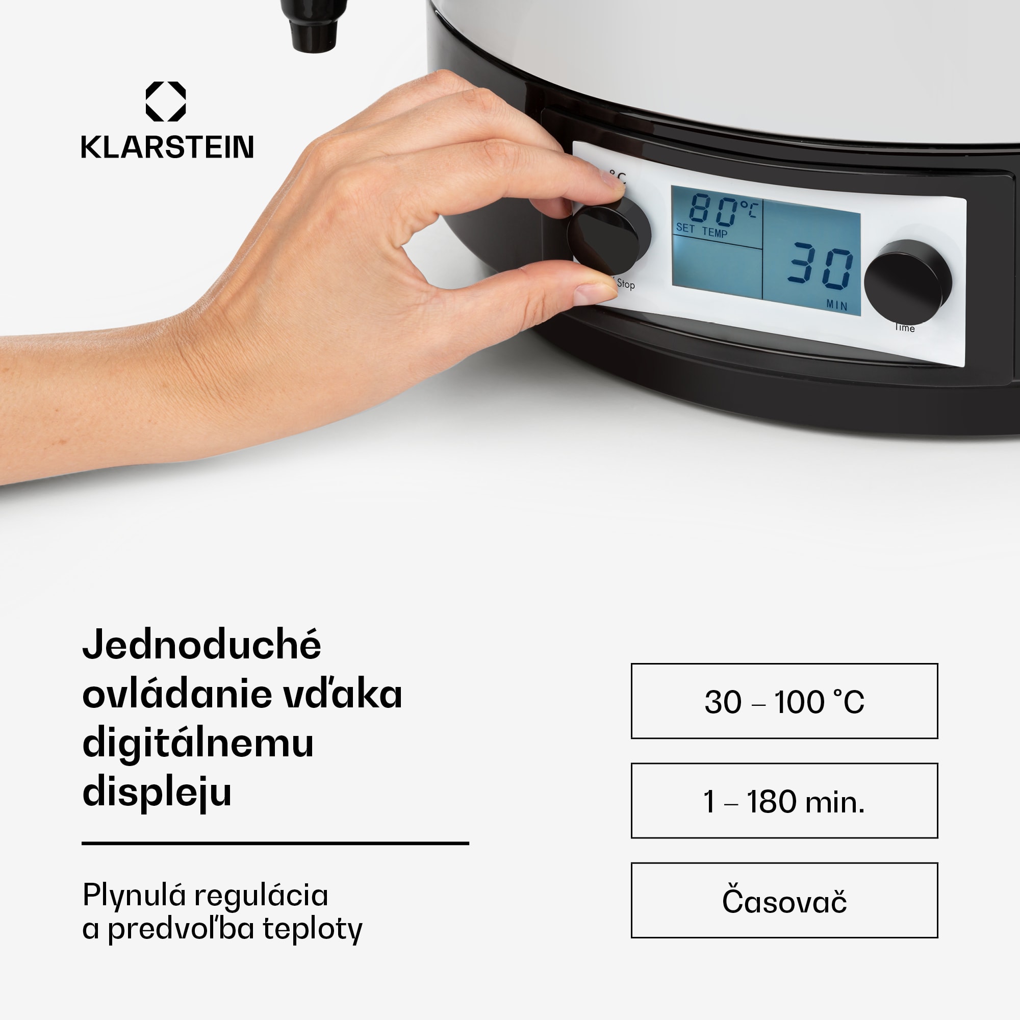 Klarstein KonfiStar 40, zavárací hrniec, dávkovač nápojov, 40 l, 2500 W, 100 °C, 180 min, digitálny – Obrázok 4