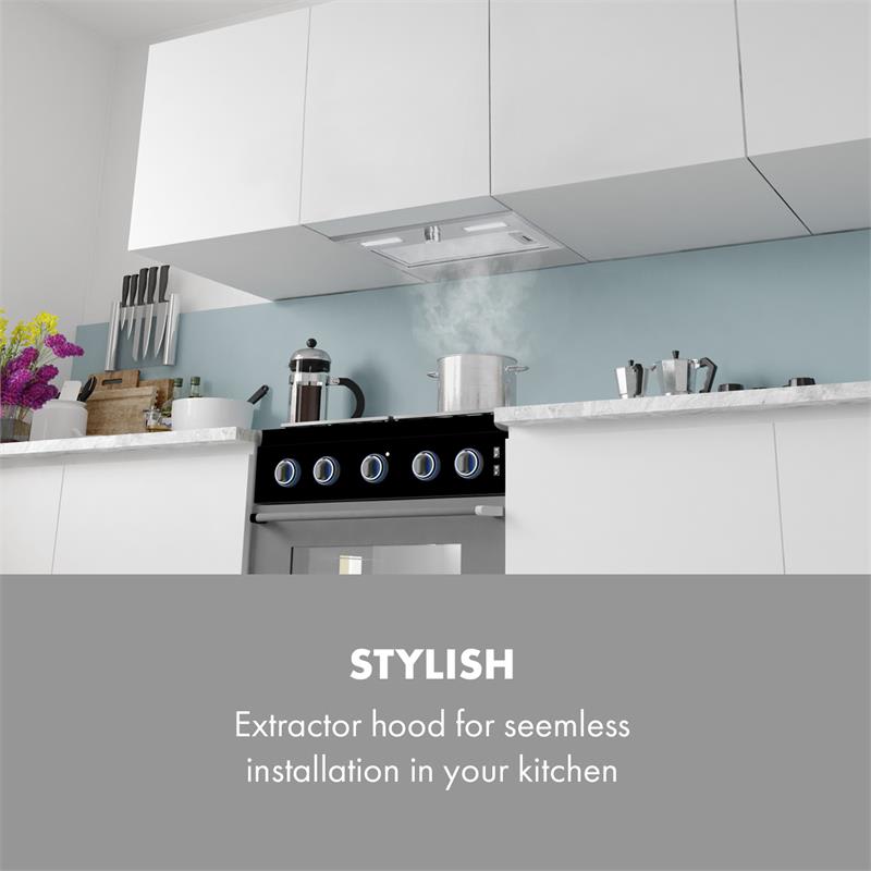 Klarstein Simplica, digestor, 52 cm, vstavaný, 400 m³/h, LED, nehrdzavejúca oceľ – Obrázok 3