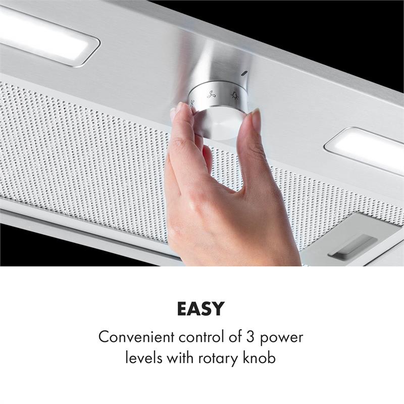 Klarstein Simplica, digestor, 52 cm, vstavaný, 400 m³/h, LED, nehrdzavejúca oceľ – Obrázok 4