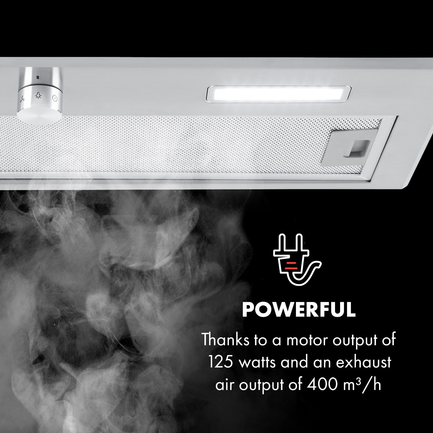 Klarstein Simplica, digestor, 70 cm, vstavaný, 400 m³/h, LED, nehrdzavejúca oceľ – Obrázok 4