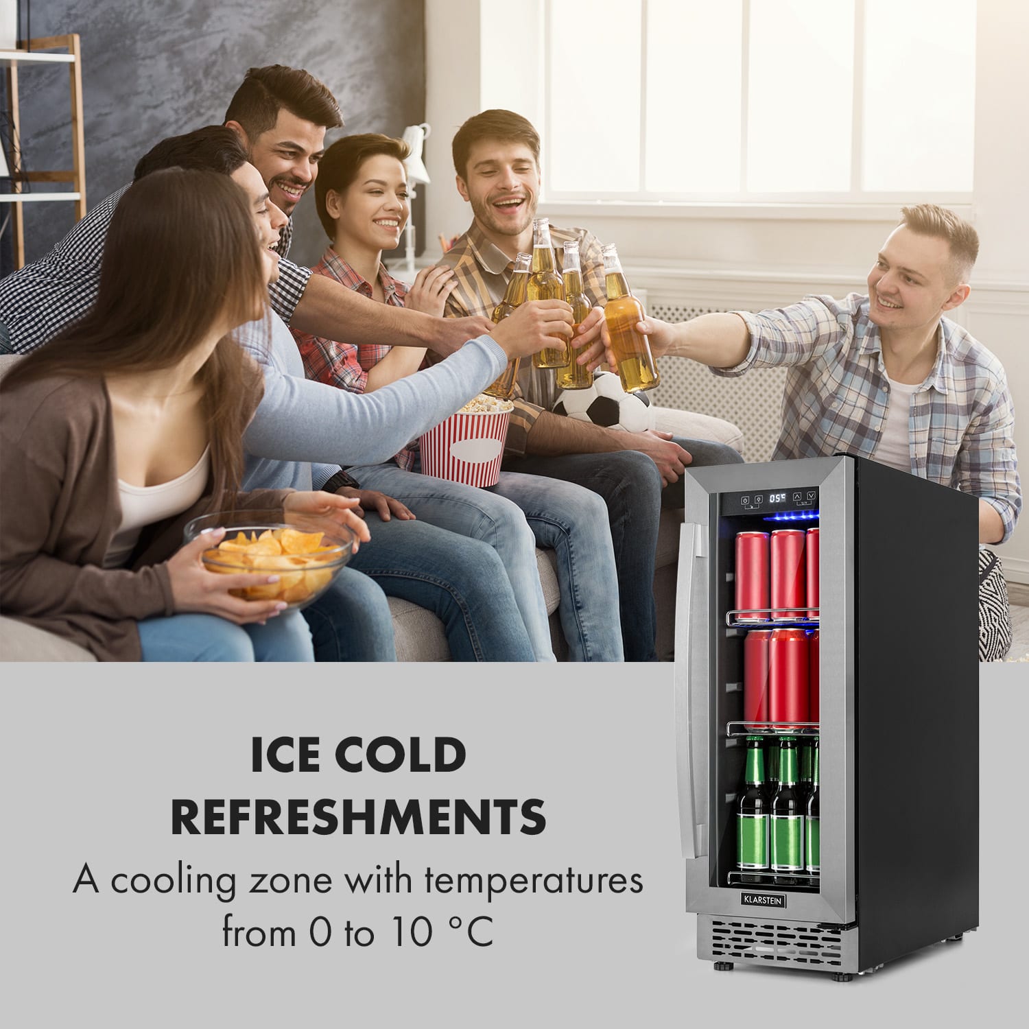 Klarstein Beerlager 56, chladnička na nápoje, 56 l, 20 fliaš, energet. trieda G, nehrdzavejúca oceľ, čierna – Obrázok 3