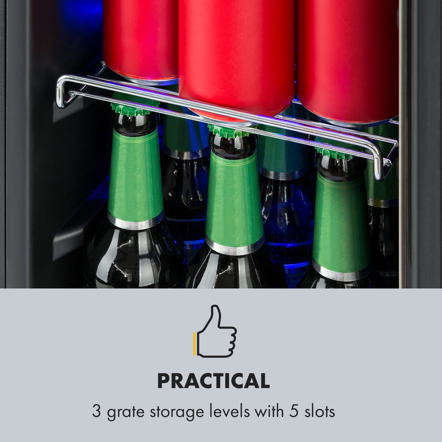 Klarstein Beerlager 56, chladnička na nápoje, 56 l, 20 fliaš, energet. trieda G, nehrdzavejúca oceľ, čierna – Obrázok 4