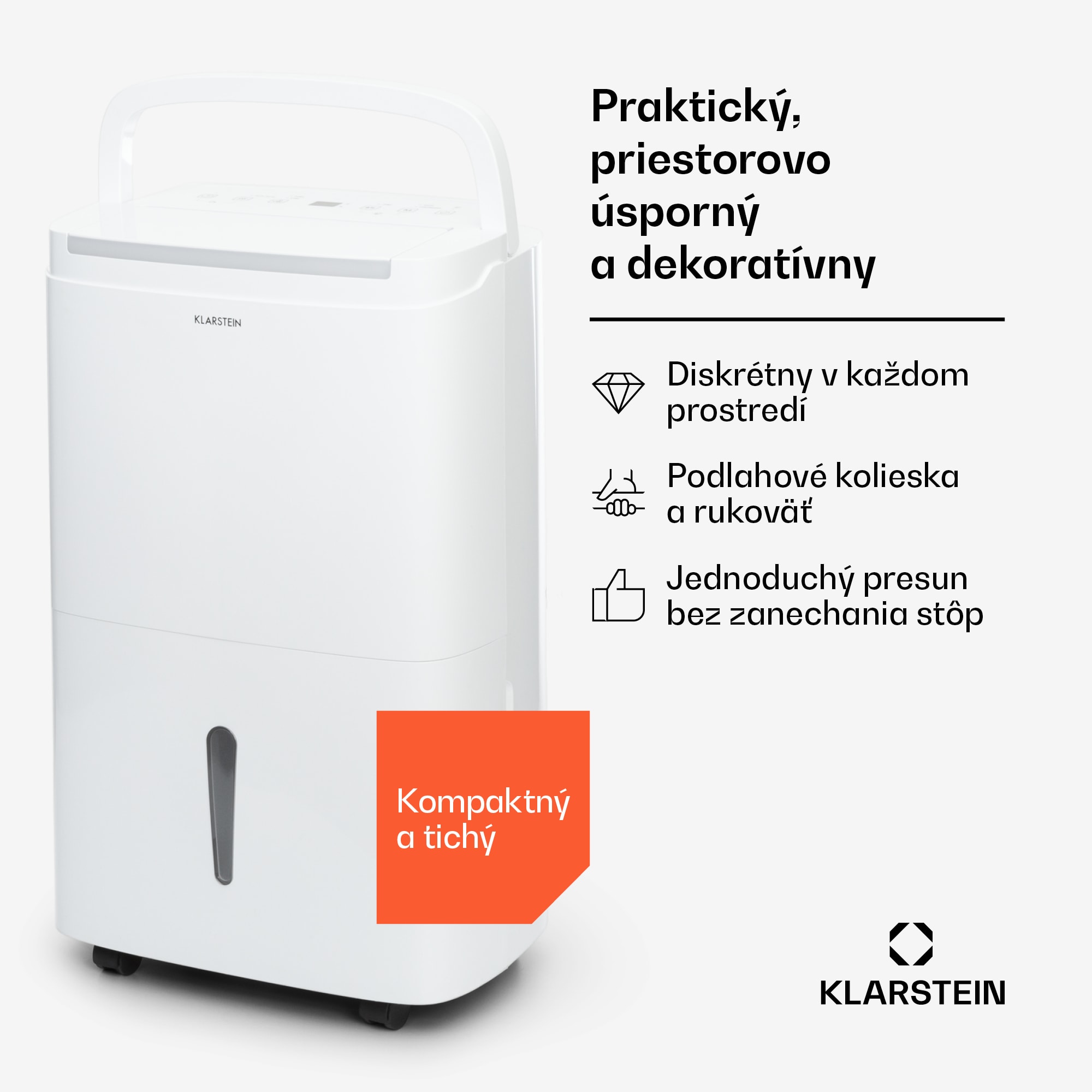 Klarstein DryFy Connect 50 Smart, Odvlhčovač vzduchu, WiFi, Kompresný, 50l / d, 45-55m², Biela – Obrázok 2
