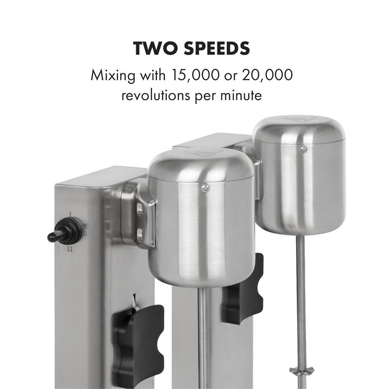 Klarstein Kraftpaket II, dvojitý mixér na mliečne kokteily, proteínové kokteily, 160 W, nehrdzavejúca oceľ – Obrázok 4