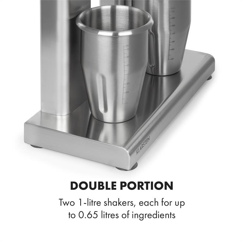 Klarstein Kraftpaket II, dvojitý mixér na mliečne kokteily, proteínové kokteily, 160 W, nehrdzavejúca oceľ – Obrázok 5
