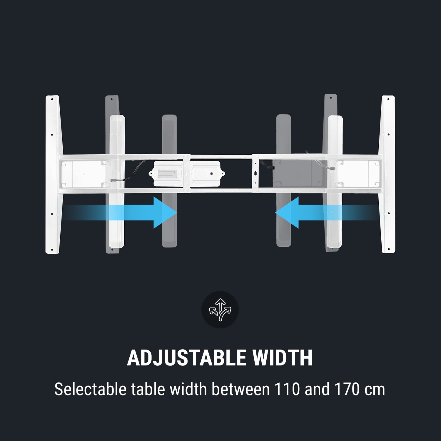 OneConcept Multidesk Comfort, výškovo nastaviteľný písací stôl, elektrický, výška 62 – 128 cm, biely – Obrázok 5