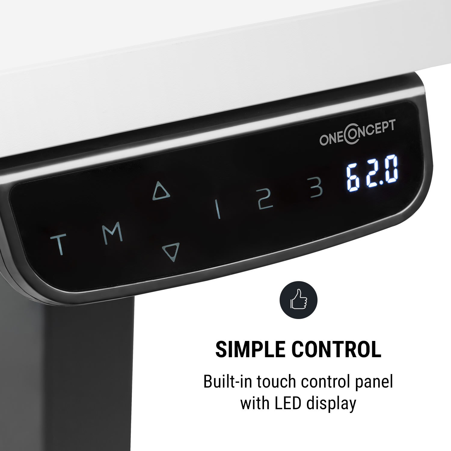 OneConcept Multidesk Comfort, výškovo nastaviteľný písací stôl, elektrický, čierny – Obrázok 3