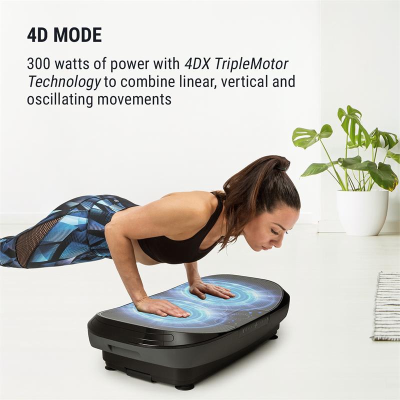 KLARFIT VIBE 4DX Pro, vibračná plošina, 300 W, 4 režimy, 4DX TripleMotor, sivá, čierna – Obrázok 2