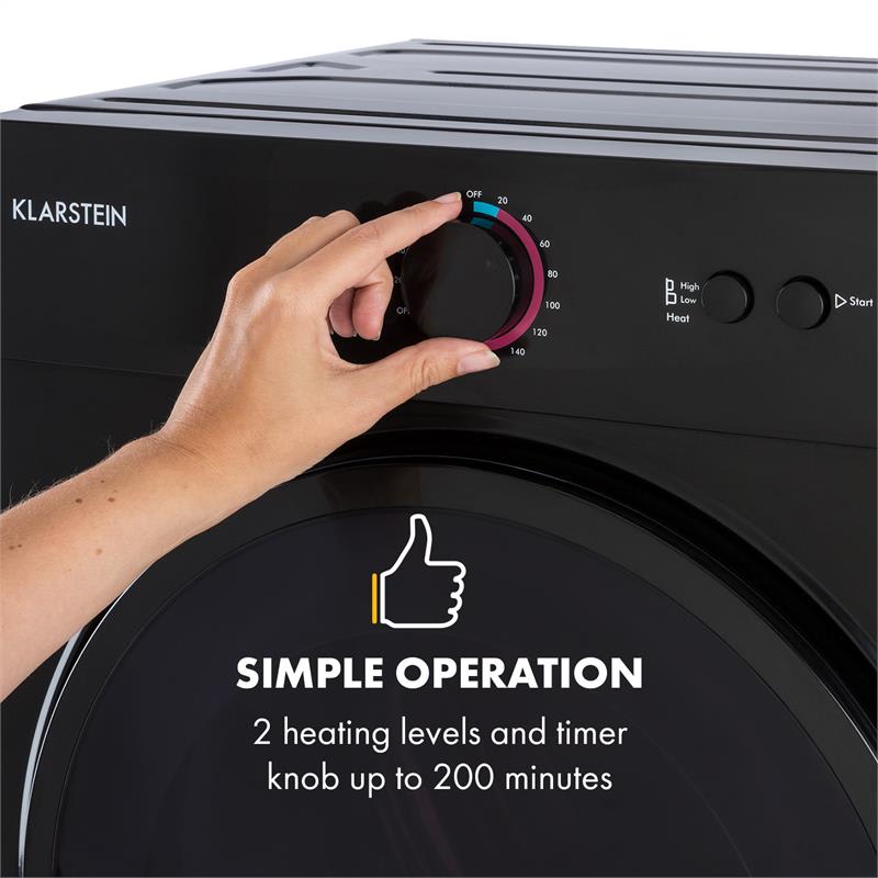 Klarstein Jet Set, sušička bielizne, 1020 W, energetická trieda C, 3 kg, 50 cm, čierna – Obrázok 3