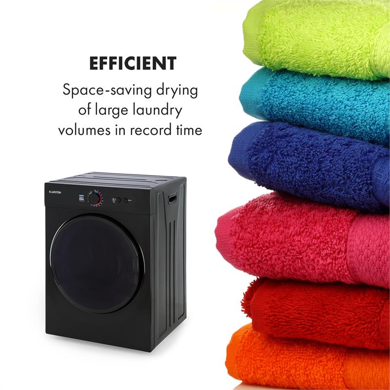 Klarstein Jet Set, sušička bielizne, 1020 W, energetická trieda C, 3 kg, 50 cm, čierna – Obrázok 4
