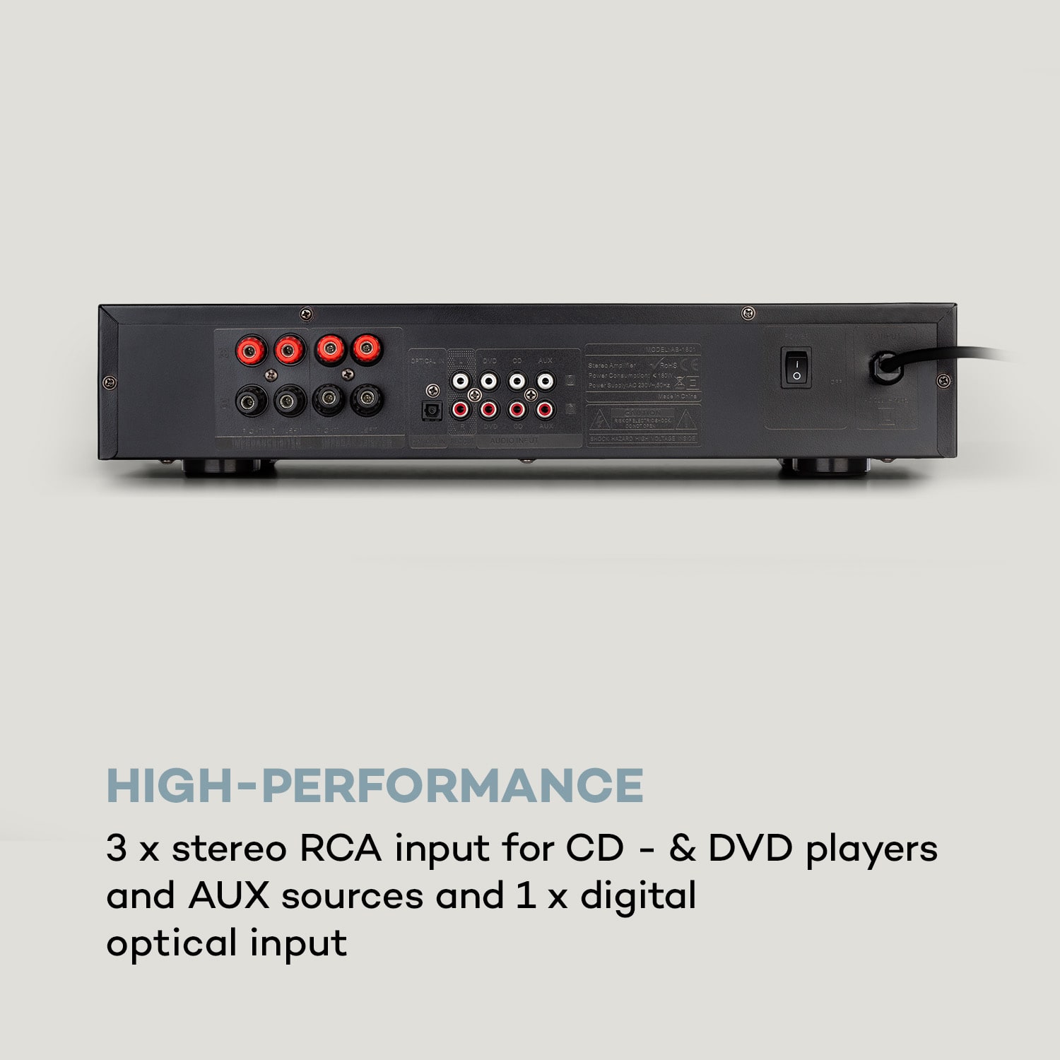 Auna AV2-CD608BT, HiFi stereo zosilňovač, 4 x 100 W RMS, BT, digitálny optický vstup, čierny – Obrázok 5