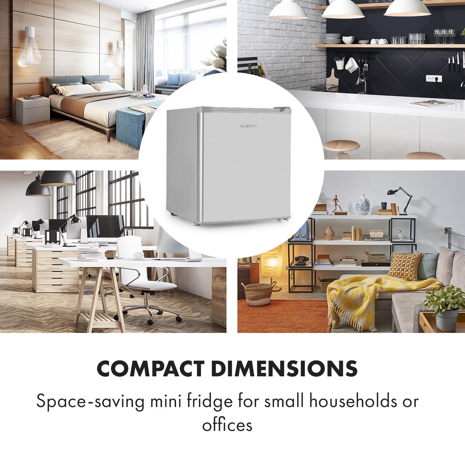 Klarstein Scooby, mini chladnička, 40 l, energet. trieda E, 39 dB, biela – Obrázok 2