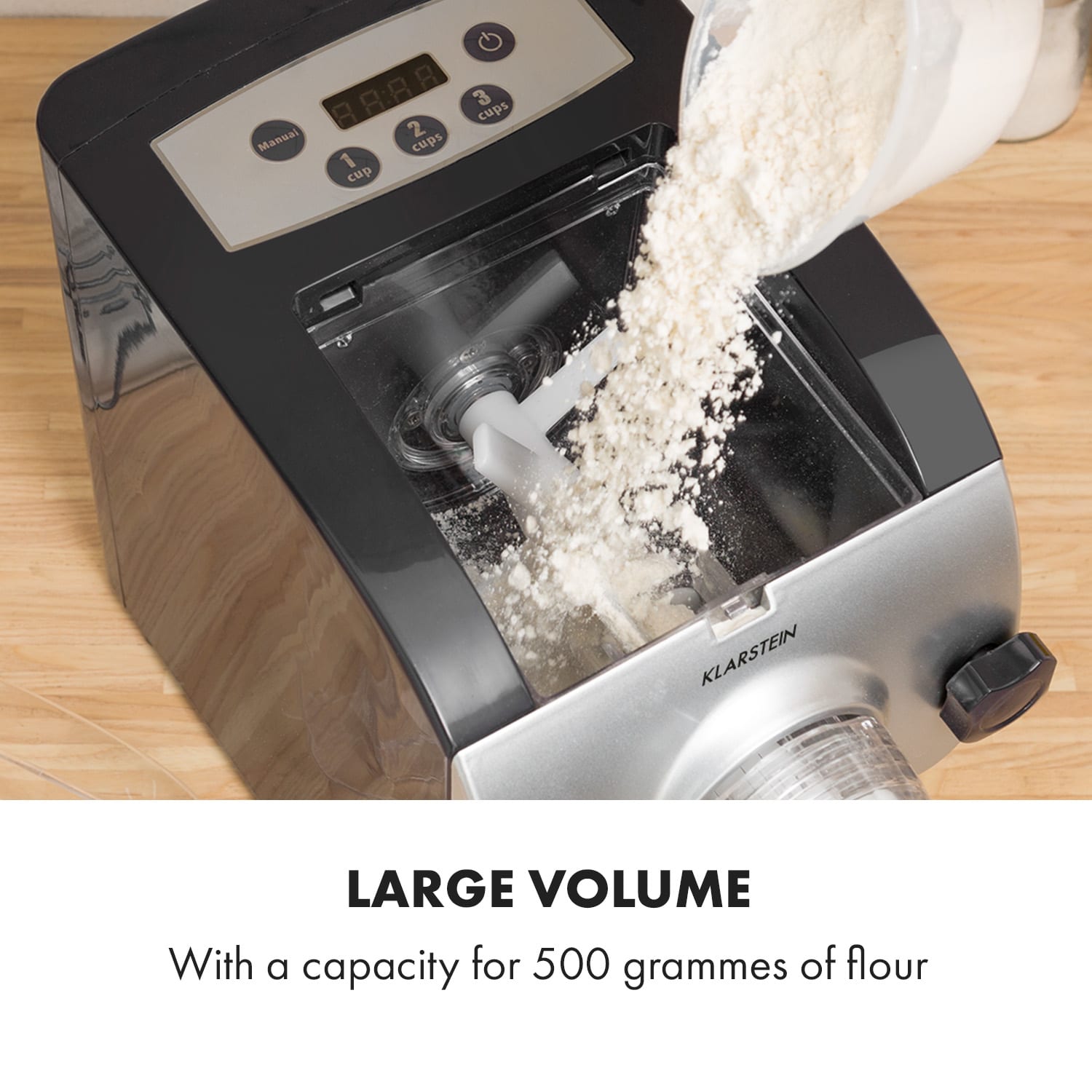 Klarstein Pastamania, zriadenie na výrobu cestovín, 260 W, 7 nadstavcov, 500 g, 60 dB, LED – Obrázok 3