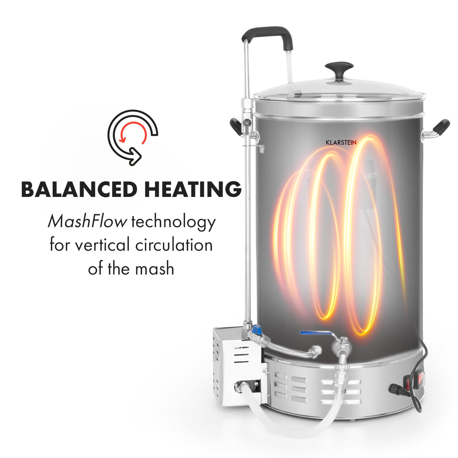 Klarstein Brauheld Pro, sladový kotol, 35 l, 2500 W, 30 – 100 °C, obehové čerpadlo, nehrdzavejúca oceľ – Obrázok 4