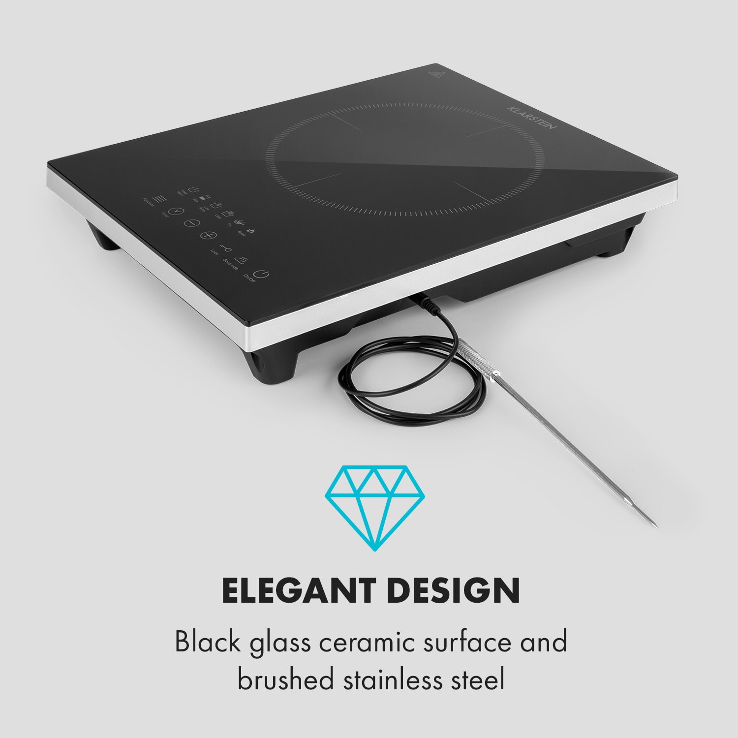 Klarstein Cook n Roll, indukčná varná doska, 2000 W, 3h časovač, 10 úrovní výkonu, čierna – Obrázok 3