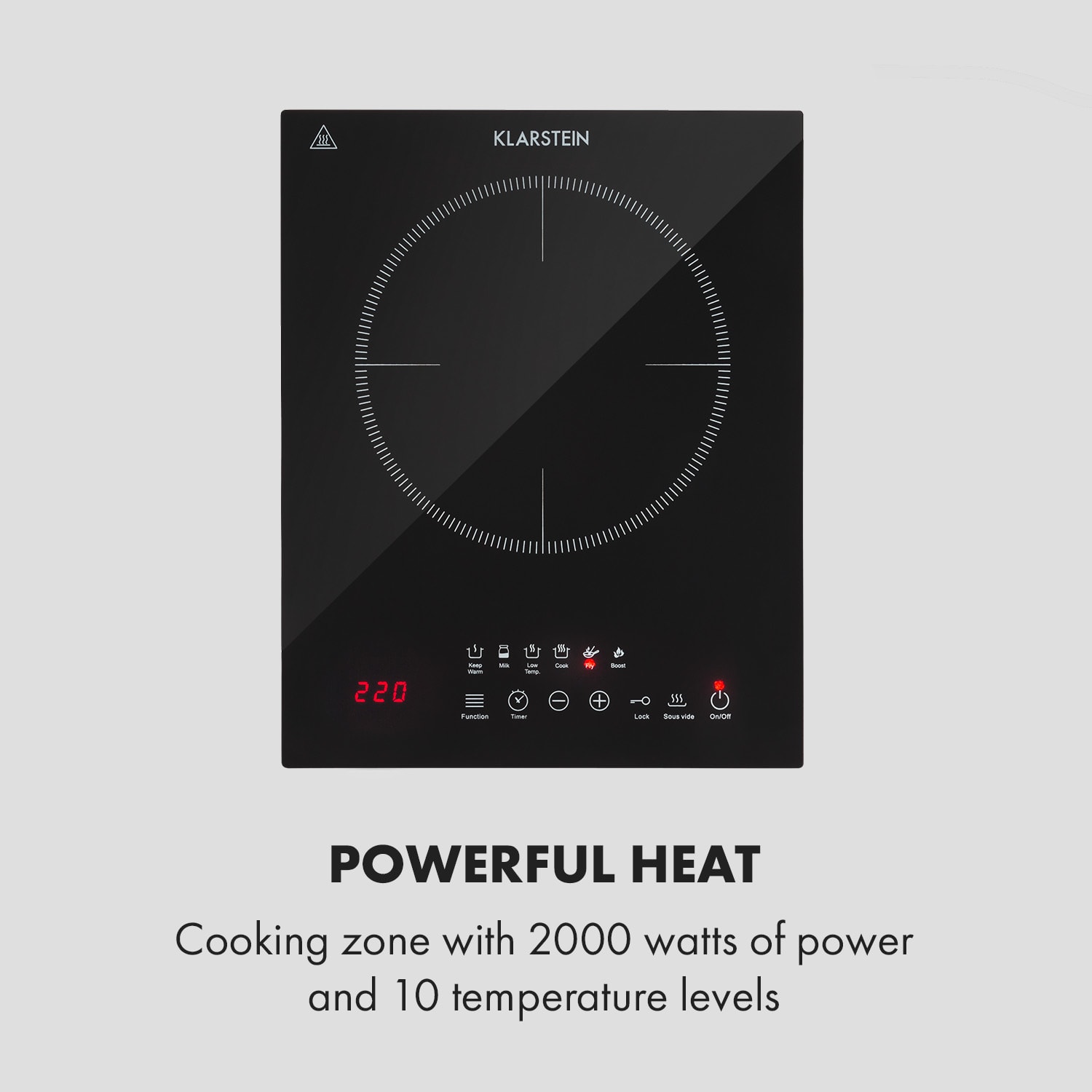 Klarstein Cook n Roll, indukčná varná doska, 2000 W, 3h časovač, 10 úrovní výkonu, čierna – Obrázok 5