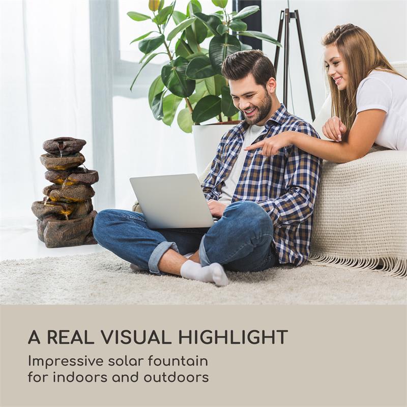 Blumfeldt Savona, solárna fontána, 2,8 W, polyresin, 5 hod., akumulátor, LED osvetlenie, vzhľad kameňa – Obrázok 3