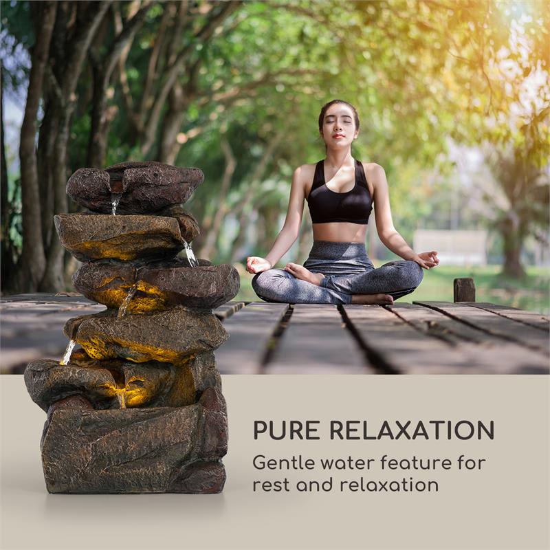 Blumfeldt Savona, solárna fontána, 2,8 W, polyresin, 5 hod., akumulátor, LED osvetlenie, vzhľad kameňa – Obrázok 4